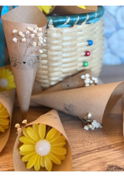 Bernami Mumluk Şamdanpinterest Kişiye Özel Düğün Nişan Söz Hediyelik Papatya Kokulu Buket Mum Sarı - 10 Adet Diğer