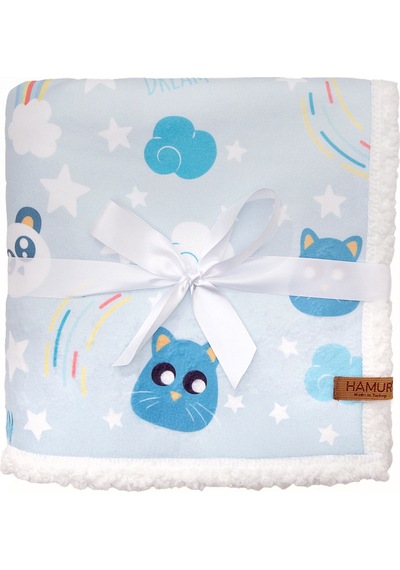 Fluffy Bebek Battaniyesi 80x100 CmDream Kundak Puset Çift Taraflı Koyun Tüyü Battaniye