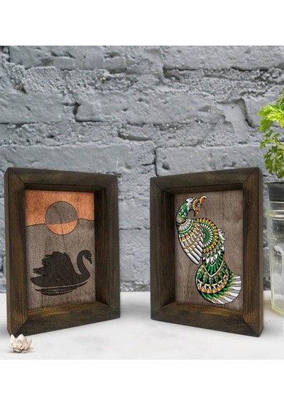 Bk Gift Dekoratif 2'Li Doğal Masif Ahşap Çerçeve 15X20Cm-65