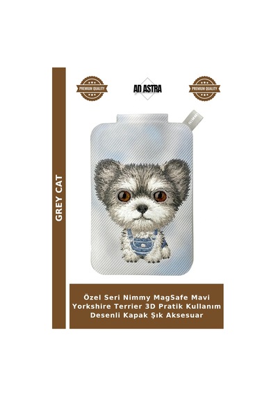 Özel Seri Nimmy Magsafe Mavi Yorkshire Terrier 3d Pratik Kullanım Desenli Kapak Şık Aksesuar