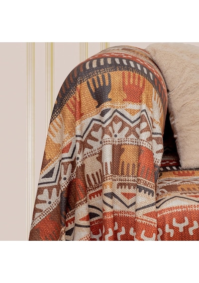 Latuda Concept Softmicro Boho Etnik Desenli Mikrofiber Koltuk Örtüsü Ve Şalı, Kaymaz Toprak180x220 Cm Genel