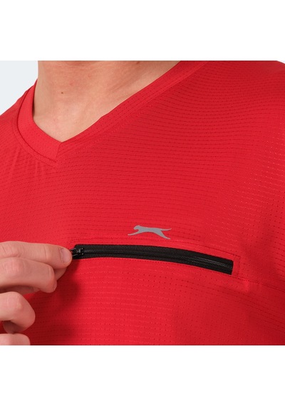 Slazenger KALLIAS Erkek Cepli V Yakan Kırmızı Tişört