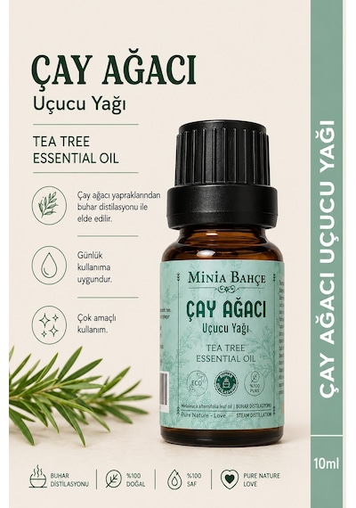 Minia Bahçe Bitki Ve Sanat Atölyesi Saf ve Katkısız Bitkisel Uçucu Çay Ağacı Yağı 10 ML