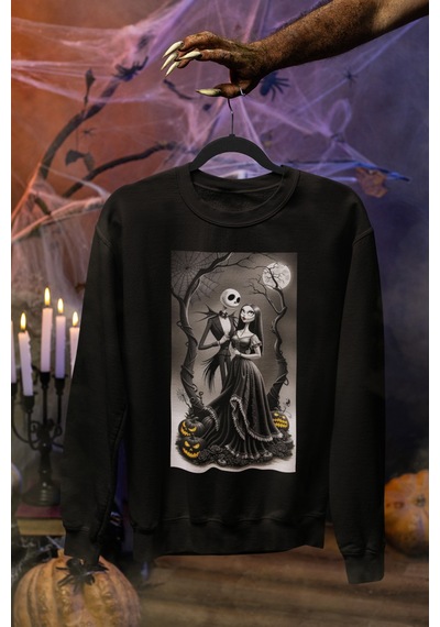 Magors Stil-x Halloween - Cadılar Bayramı Baskılı Unısex Sweatshırt, 3 İplik Şardonlu Siyah-12 Magors Stil-x Halloween - Cadılar Bayramı Baskılı Unısex Sweatshırt, 3 İplik Şardonlu Siyah-12