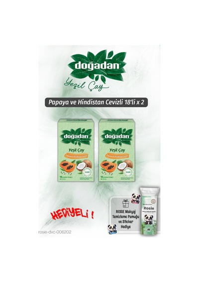 Doğadan 2'li Yeşil Çay Papaya Hindistan Cevizli 18'li Ve Rosie Pamuk