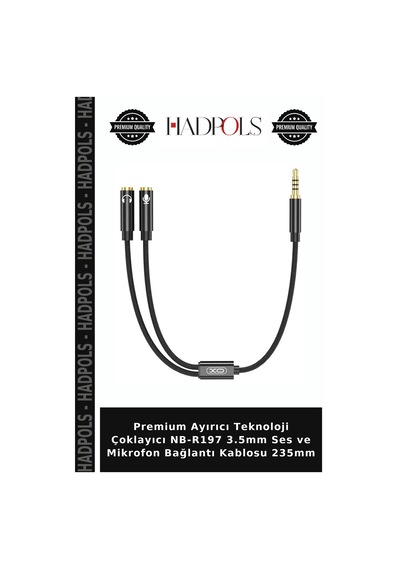 Premium Ayırıcı Teknoloji Çoklayıcı Nb-r197 3.5mm Ses Ve Mikrofon Bağlantı Kablosu 235mm