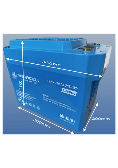 Megacell 12,8v 210ah Lifepo4 Prizmatik Lityum Demir Fosfat Akü Bluetooth