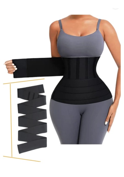 Fitform Giyim Bele Dolamalı 3 Metre Uzunluğunda Bele Sarmalı Korse Kemer SiYAH
