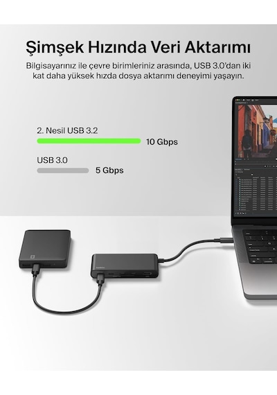 Belkin Usb-c Hub, 5 Portlu Hub, 4k Hdmı Görüntüleme, 60hz, 100w Güç Dağıtımı, 10 Gbps Hızlı Veri Aktarımı, Usb-c Çoklu Bağlantı Noktalı Adaptör