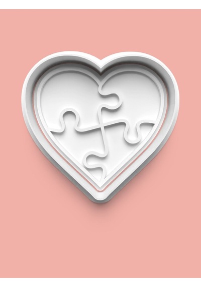 Puzzle Temalı Kalp Kurabiye Kalıbı Ve Şeker Hamuru Kalıbı