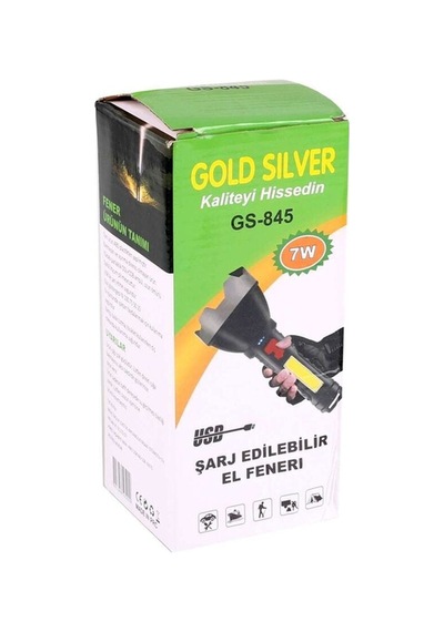 Gs-850 Usb Girişli 10w- Uzun Menzilli - Usb Şarjlı - Flaşörlü El Feneri Siyah