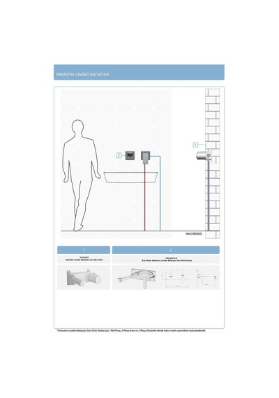 Eca Niobe Ankastre Gömme Lavabo Bataryası Set 102167613-K+102166601