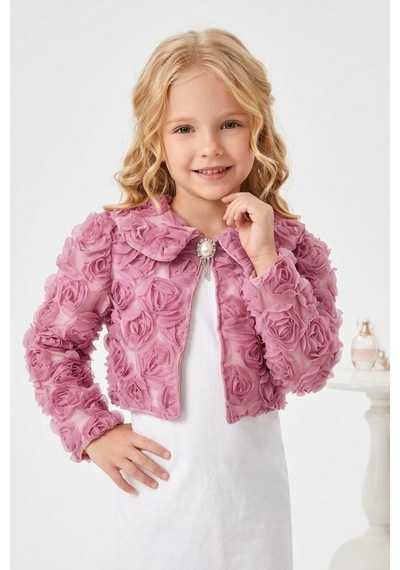 Mnk Baby & Kids Luvia Lase Detay Kız Çocuk Bolero M00812 Gülkurusu