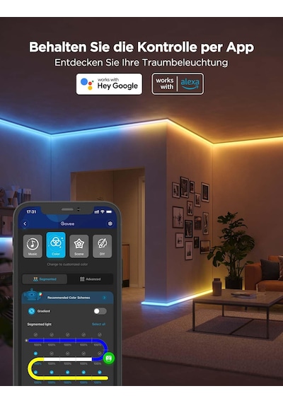 Govee Rgbıc Profilli Led Şerit, Alexa Ve Google Assistant İle Uyumlu 5m Led Şerit, 64 Sahne Modu, App Kontrolü, Müzik Senkronizasyonu, Oturma Odası, Yatak Odası, Süpürgelikler, Dolap İçin Lamba Siyah Govee Rgbıc Profilli Led Şerit, Alexa Ve Google Assistant İle Uyumlu 5m Led Şerit, 64 Sahne Modu, App Kontrolü, Müzik Senkronizasyonu, Oturma Odası, Yatak Odası, Süpürgelikler, Dolap İçin Lamba Siyah