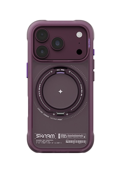 İphone 18 Pro Max Uyumlu Kılıf M-safe Şarj Özellikli Airbagli Standlı Skinarma Atlas Kapak Bordo