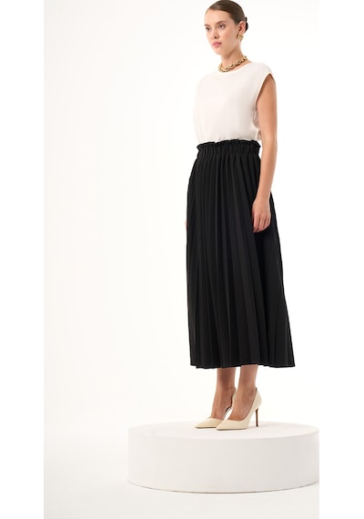 Mizalle Bsc Pliseli Siyah Etek 001