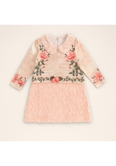 For My Baby Çiçek Baskılı Bebe Yaka Elbise Pembe