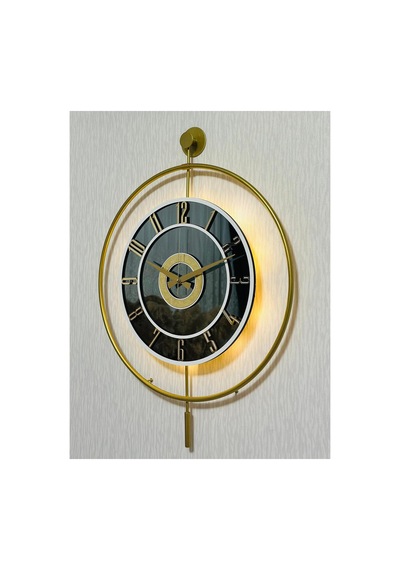 Pey Aksesuar Metal Camlı Duvar Saati 50 X 70 Cm Orta Boy Işıklı Gerçek Cam M51-gold-füme-beyaz-gold M51-gold-füme-beyaz-gold
