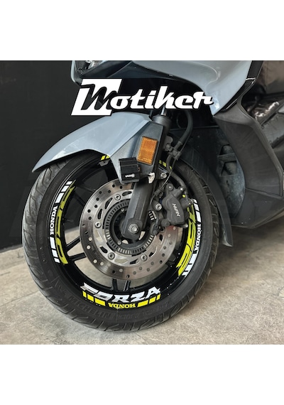 Honda Forza 250 Jant İç & Dış Neon Sarı Ve Beyaz Sticker Etiket M