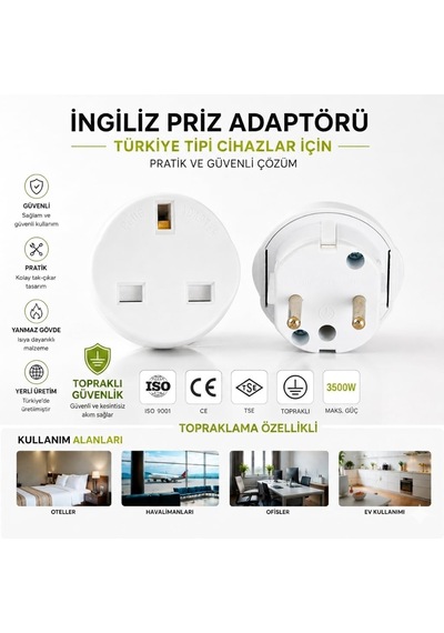 Lexroo İngiliz Priz Adaptörü, Uk Fiş Dönüştürücü