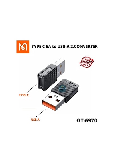 Type-c 5a To Usb A 2.0 Dönüştürücü, Siyah