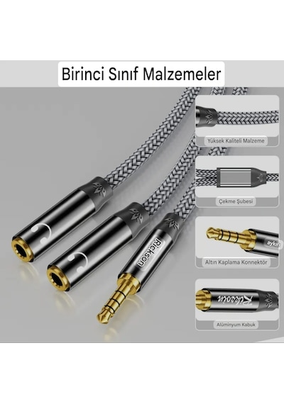 Riksoin Mikrofon Ve Kulaklık Ayırıcı 3.5mm Y Kablo Ce Lisanslı Sertifikalı Hi-fi Ses Teknolojisi Hasır Örgülü Sağlam Kablo 1 Adet Riksoin Mikrofon Ve Kulaklık Ayırıcı 3.5mm Y Kablo Ce Lisanslı Sertifikalı Hi-fi Ses Teknolojisi Hasır Örgülü Sağlam Kablo 1 Adet
