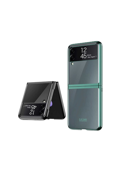 Samsung Uyumlu Galaxy Z Flip 3 Kılıf Zore Kıpta Kapak Koyu Yeşil