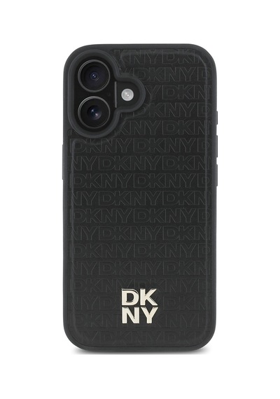 Apple Uyumlu iPhone 16 Plus Kılıf Dkny Lisanslı M-safe Şarj Özellikli 3d Yazılı Repeat Pattern Kapak Siyah