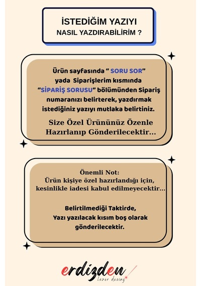 Erdizden Özel Yazılı 6 Adet Ahşap Lazer Kesim Bardak Ve Fincan Altlığı Set - Ceviz