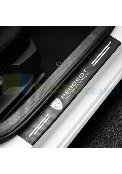 Peugeot Karbon Kapı Eşiği Koruma Oto Sticker 4 Parça