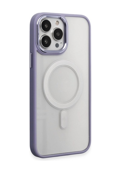 Apple Apple iPhone Uyumlu 15 Pro Max Kılıf Room Magneticsafe Silikon - Lila Düz Renkli