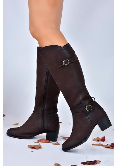 Fox Shoes Kahverengi Alçak Topuklu Günlük Kadın Çizme L674230009 Kahverengi