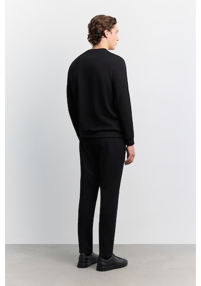 Avva Erkek Siyah Bisiklet Yaka Kolay Ütülenen Baskılı Pamuklu Regular Fit Sweatshirt A62y1214