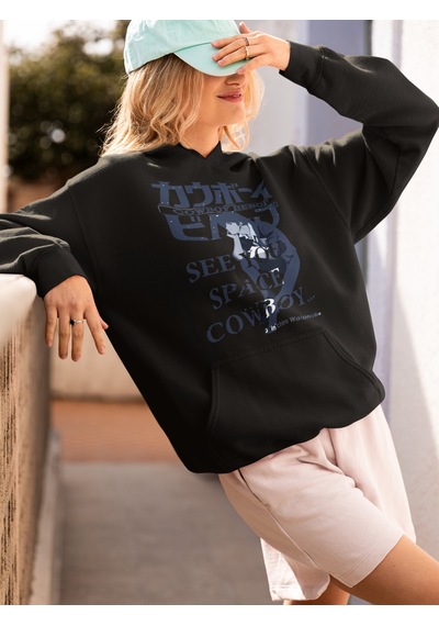 Sevbano Cowboy Bebop Space Cowboy Baskılı Unisex Oversize Anime Karakter Siyah
