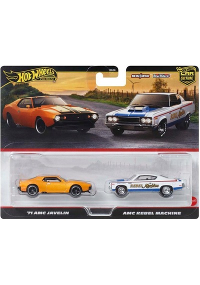 Hot Wheels Premium Jbl06 Car Culture 2 Pack 71 Amc Javelin // Amc Rebel Machine Beyaz - Turuncu