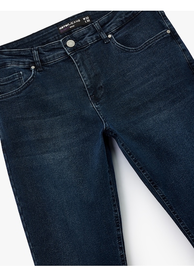 Koton Normal Bel Pamuklu Slim Fit Jean Pantolon - Brad Jean Koyu İndigo 7wam40077nd