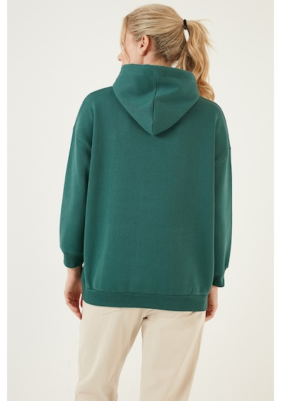 Lela Regular Fit Pamuklu Kapüşonlu Yaka Şardonlu Kışlık 2'Li Paket Bayan Sweat 5863854S2 Gri Melanj-Nefti
