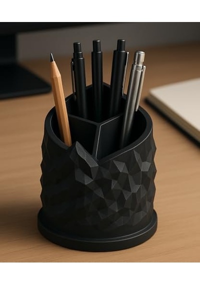 Tr Spiral Dağ Temalı 3 Bölmeli Kalemlik, Çap: 11 Cm Yükseklik: 13 Cm, Kalem Kutusu, Yüksek Kalite 3d Baskı, Çevr Genel