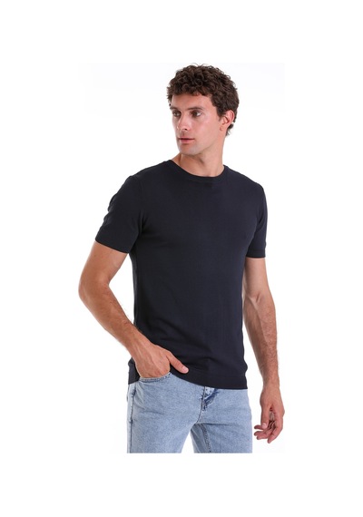 Hatemoğlu Lacivert Regular Fit Bisiklet Yaka Rayon Tişört