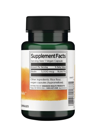 Swanson Nutrition Biotin 5000 Mcg 100 An Kapsül Gıda Takviye