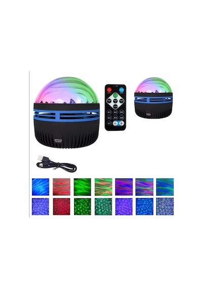 Mighty Kuzey Işıkları Yansıtmalı Kumandalı Dönen Projeksiyon Led Işık Gece Lambası - Çocuk Bebek Odası Siyah 80522569