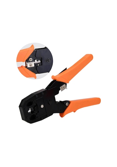 Rj45 Sıkma Pensesi + 100 Adet Rj45 Konnektör Cat5 Cat6 Ethernet Ağ Kablosu Seti