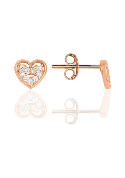 Söğütlü Silver Gümüş Rose Zirkon Taşlı Kalp Küpe Barcode Gold - Rose Gold - Rodyum