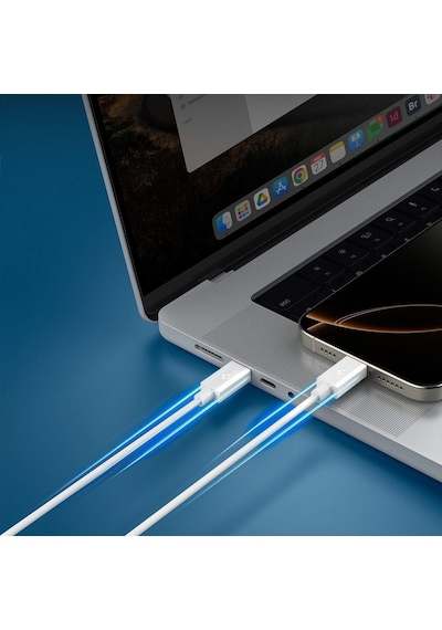 Usb-c To Usb-c 1 Metre Kablo 60w Güç/pps 2.0 Super Hızlı Şarj / 480 Mbps Data Aktarım Hızı Type-c Ekstra Dayanıklı Beyaz - Aca08717