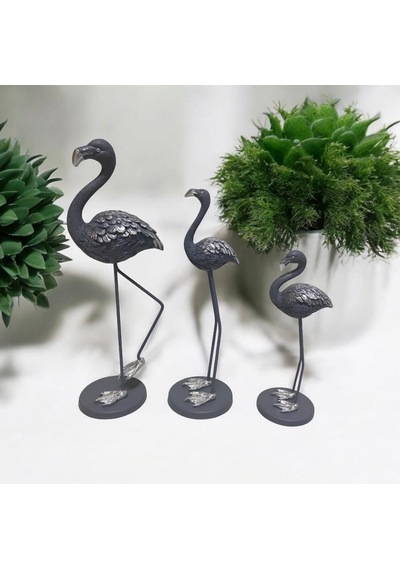 Metal Ayaklı 3 Lü Flamingo Gri-Eskitme