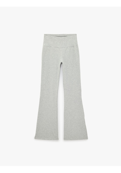 Koton Yüksek Bel Slim Fit Pamuklu İspanyol Paça Spor Tayt Gri Melanj 7wak40264nk
