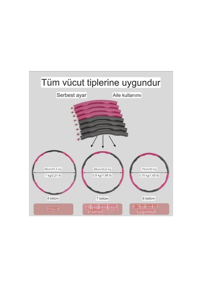 Hula Hoop Egzersiz Çemberi - Egzersiz Halkası - Ağırlıklı - Bel Bölgesi Ayarlanabilir Karışık Tek Ebat