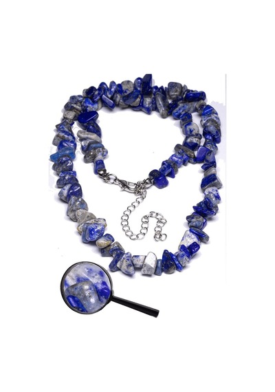 Erilsa Sertifikalı Kırık Taşlı Aaa+ Lapis Lazuli Taşı Doğal Taş Kolye Çok Renkli