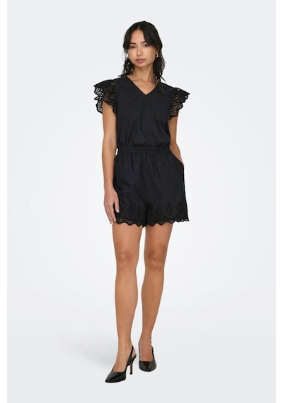 Only Onllou Lıfe Emb Loose Shorts Wvn Siyah Renkli