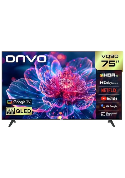 Onvo 75VQ90F3UB 75" 4K Ultra HD190 Ekran Uydu Alıcıslı Google Smart QLED TV